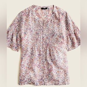 J Crew - Silk cotton voile pintuck top in blooming floral